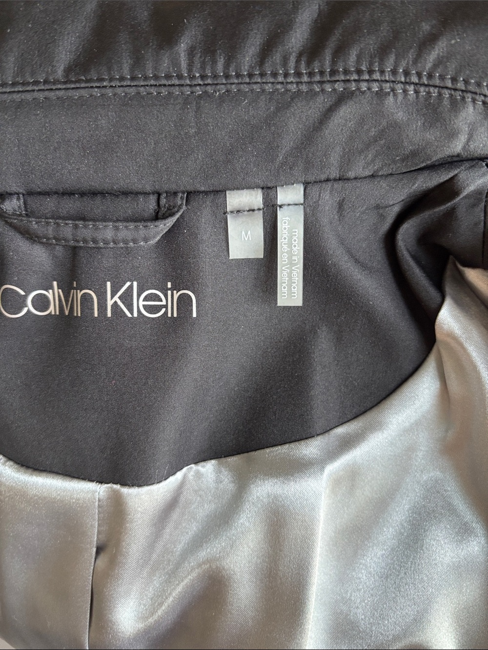 NWT Calvin Klein Belted Trench Rain Jacket Removable Hood - black - medium - Picture 6 of 14